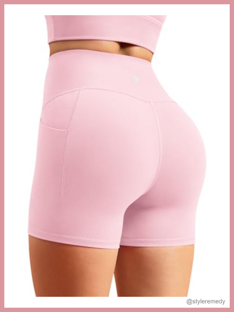 Biker Shorts With Pockets, High Waisted Tummy Control Workout Shorts For Women